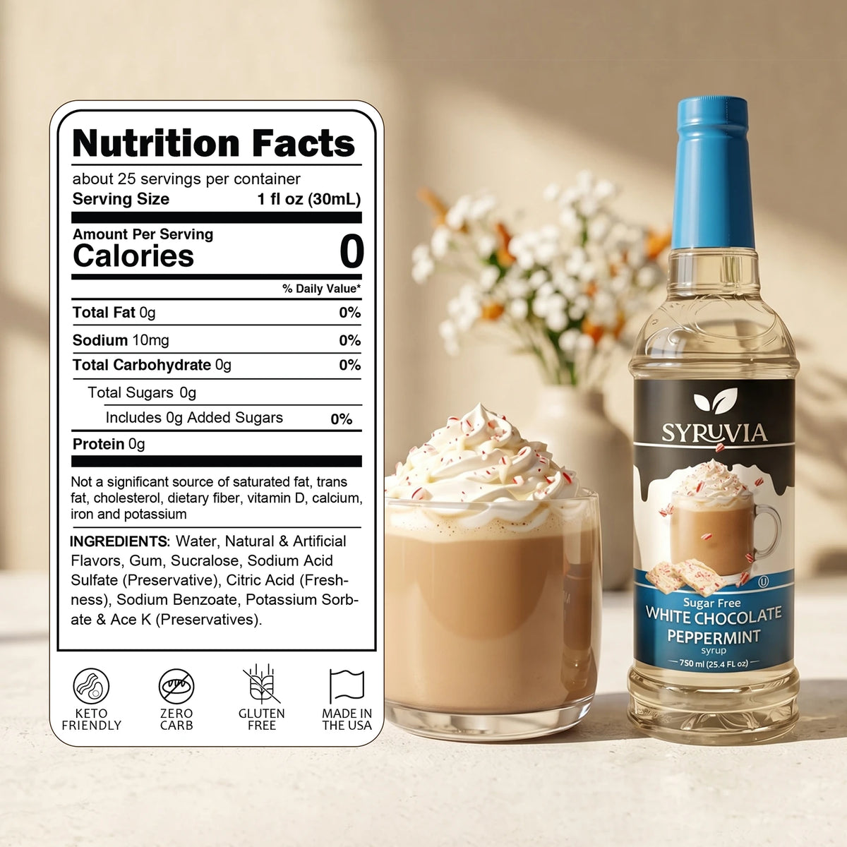 Sugar-Free White Chocolate Peppermint Syrup Syruvia
