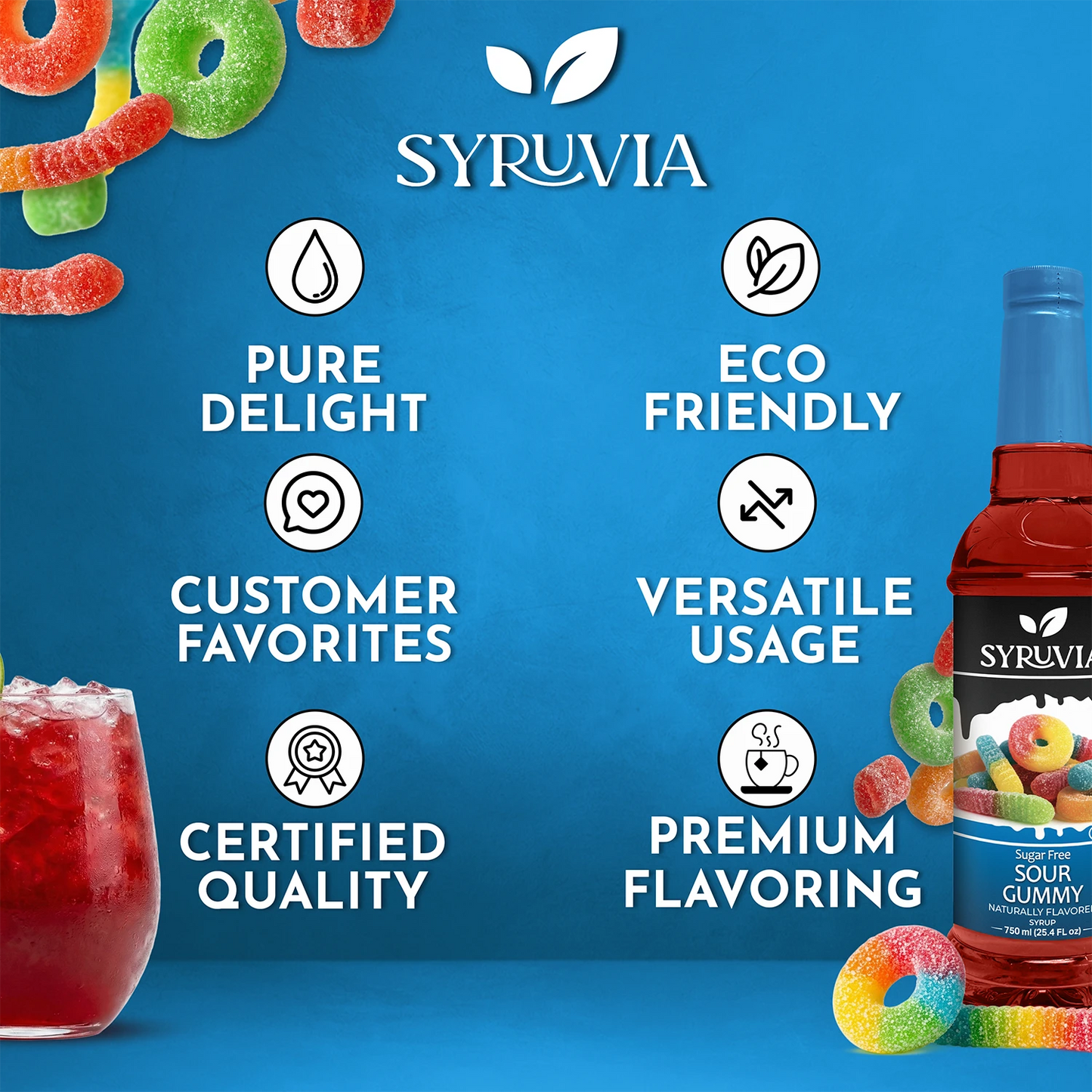 Sugar-Free Sour Gummy Syrup Syruvia