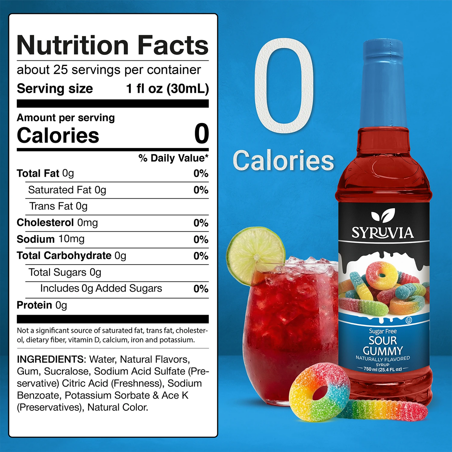 Sugar-Free Sour Gummy Syrup Syruvia