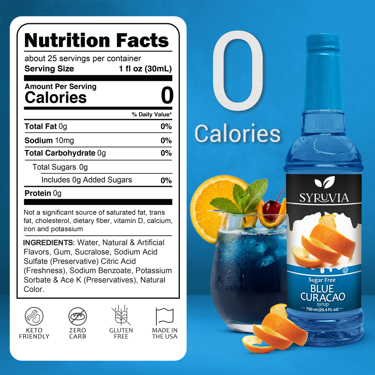 Sugar-Free Blue Curacao Syrup Syruvia