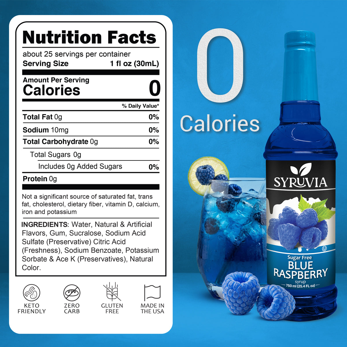Sugar-Free Blue Raspberry Syrup Syruvia