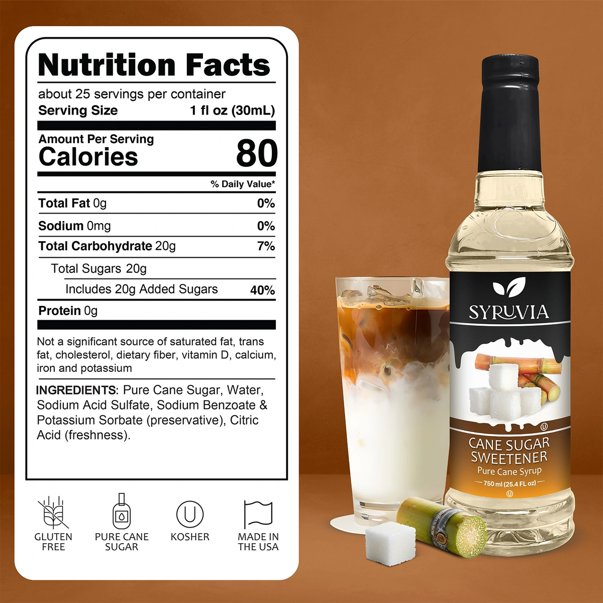 Cane Sugar Sweetener Syrup Syruvia