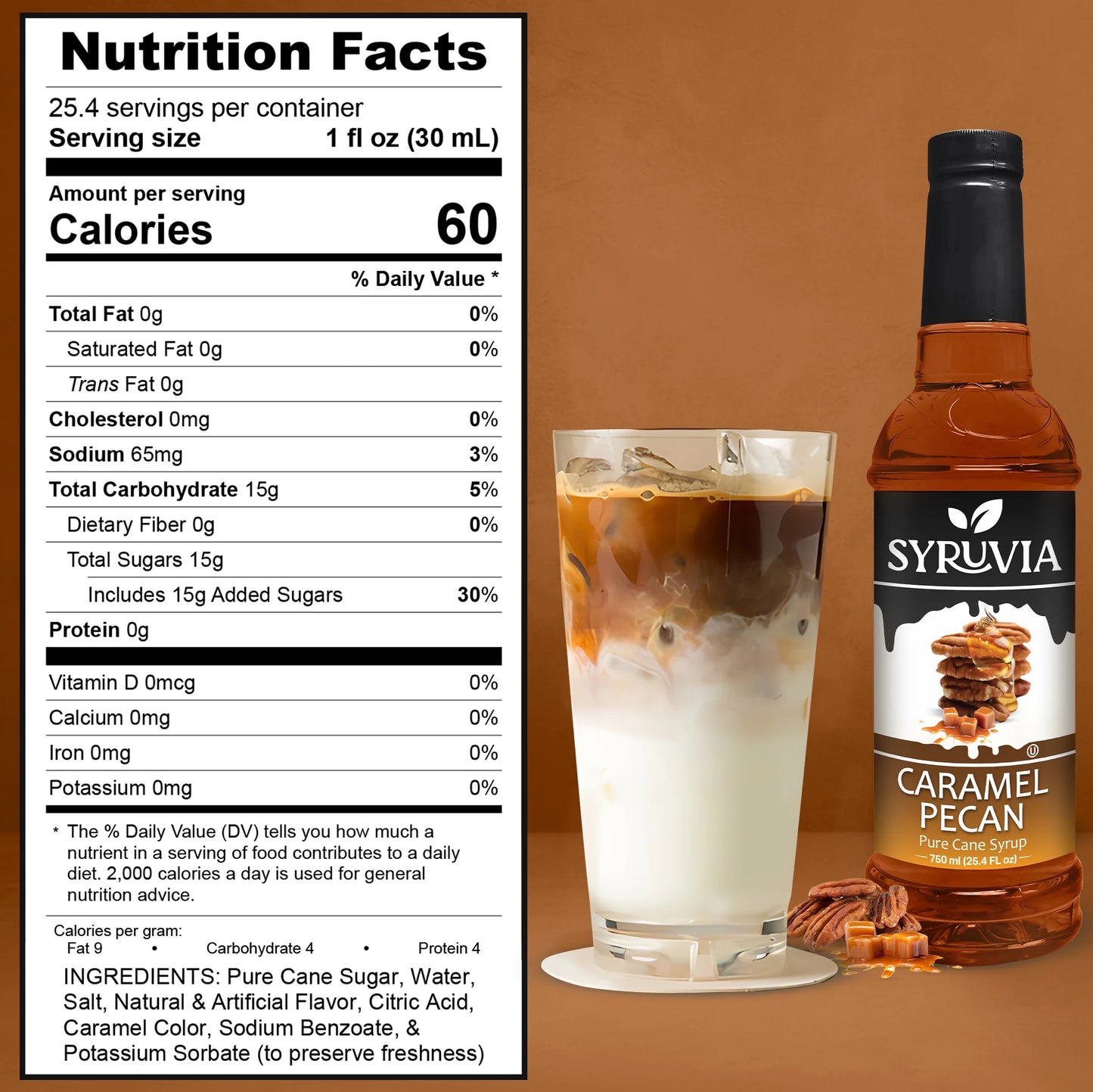 Caramel Pecan syrups nutrition facts
