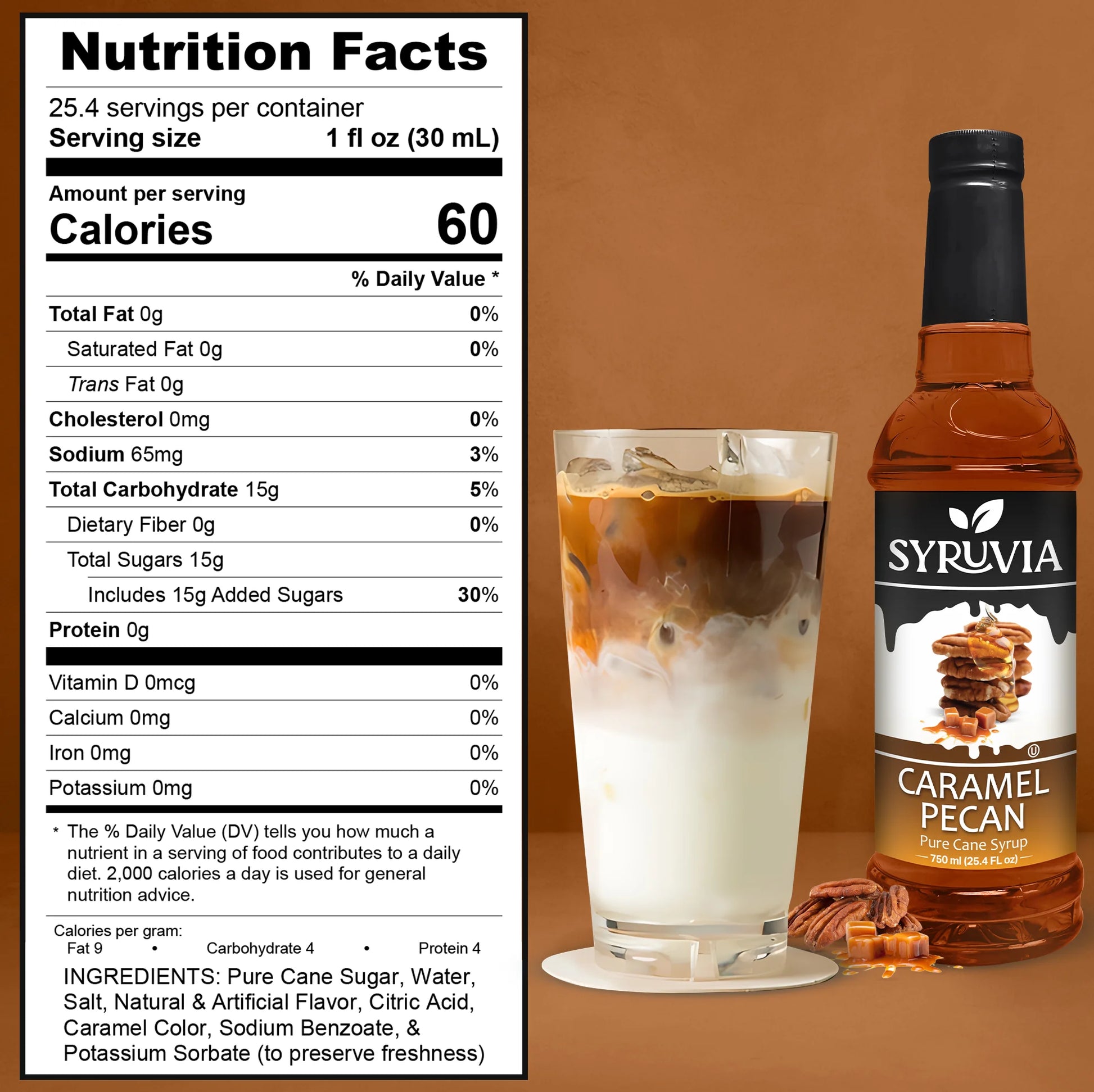 Caramel Pecan syrups nutrition facts
