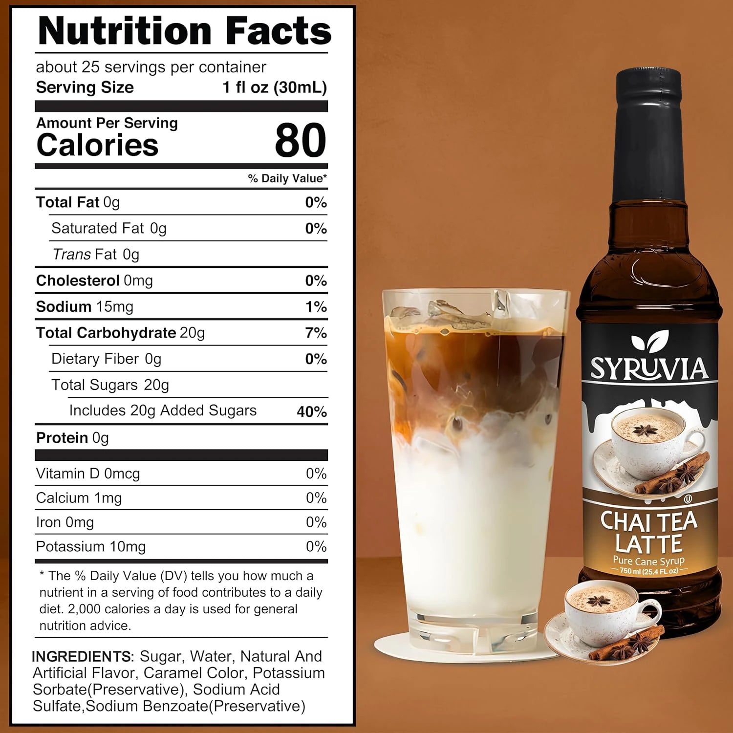 Chai Tea Syrup nutrition facts 