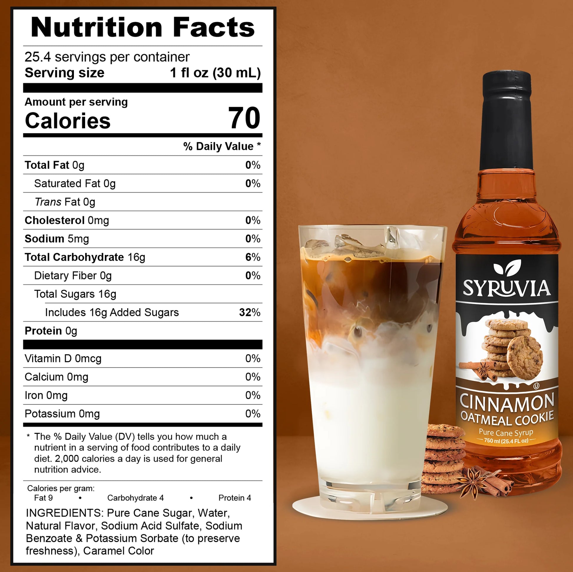 Cinnamon Oatmeal Cookie syrup nutrition facts 