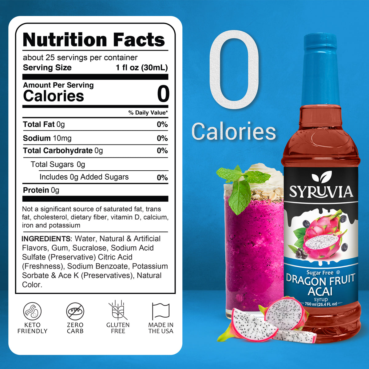 Sugar-Free Dragon Fruit Acai Syrup Syruvia