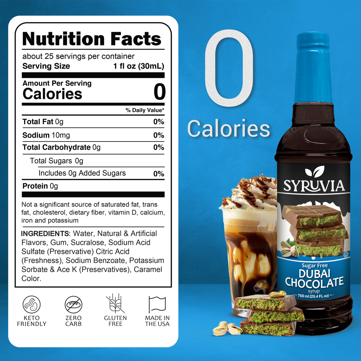 Sugar-Free Dubai Chocolate Syrup™ Syruvia
