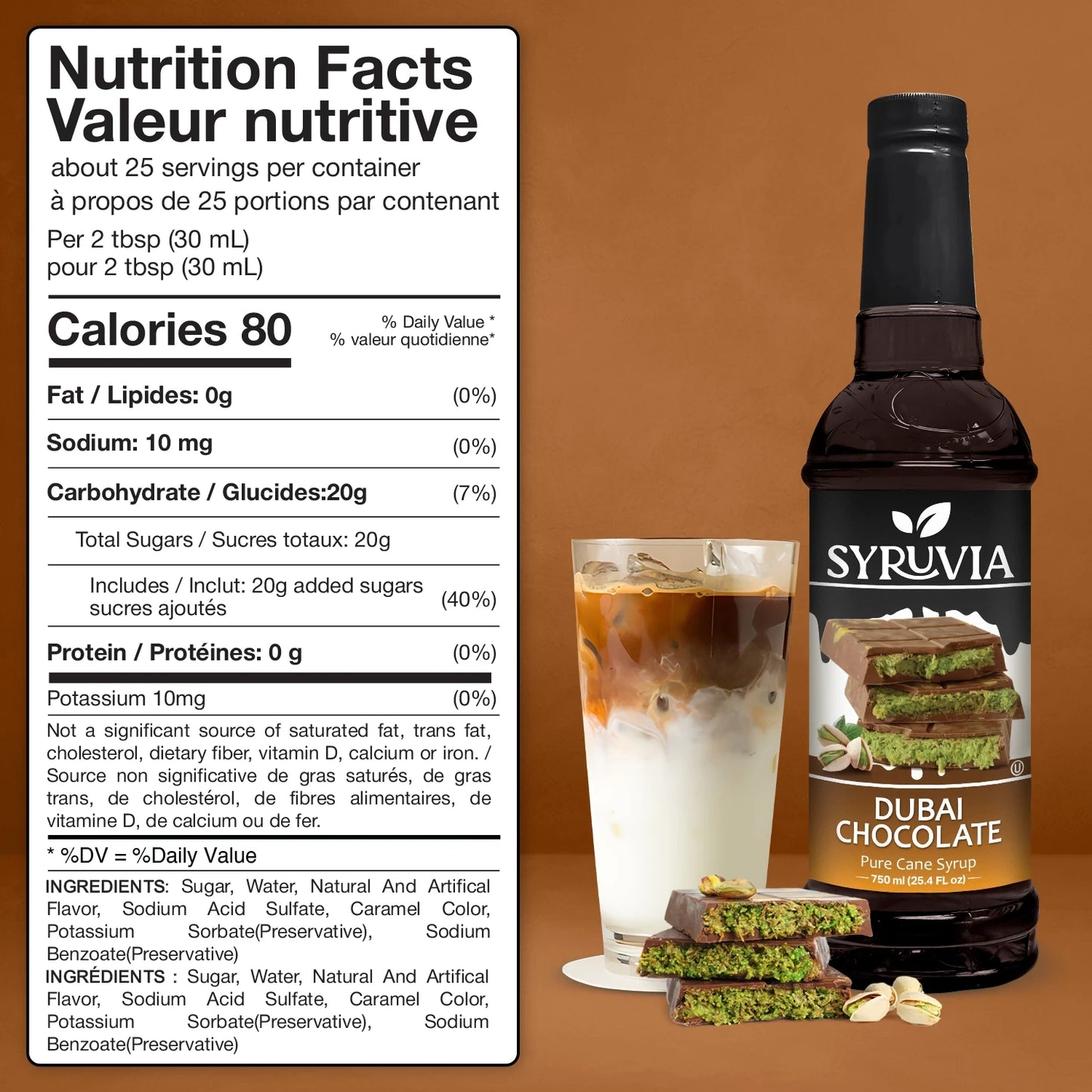 Dubai Chocolate Syrup nutrition facts 