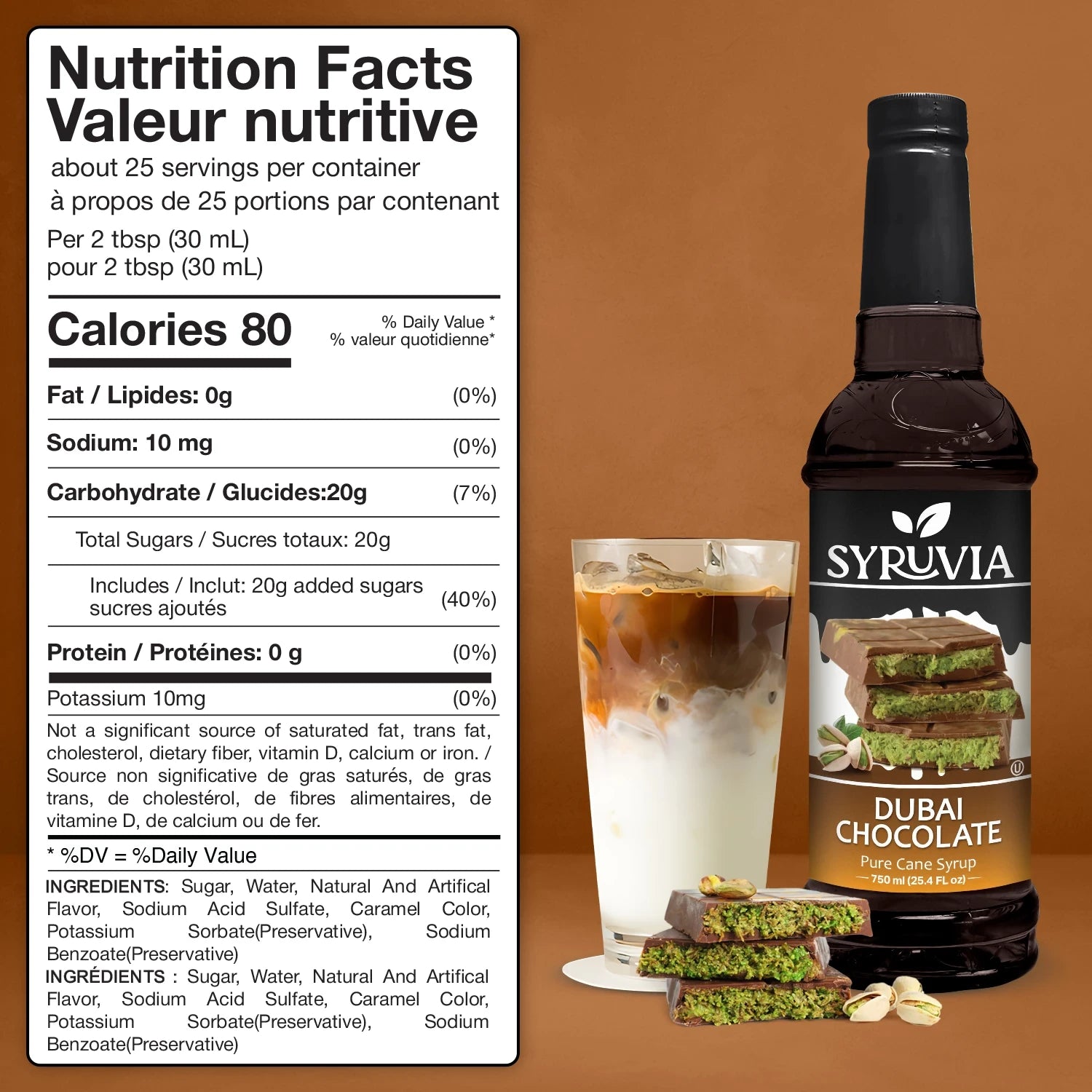 Dubai Chocolate Syrup nutrition facts 