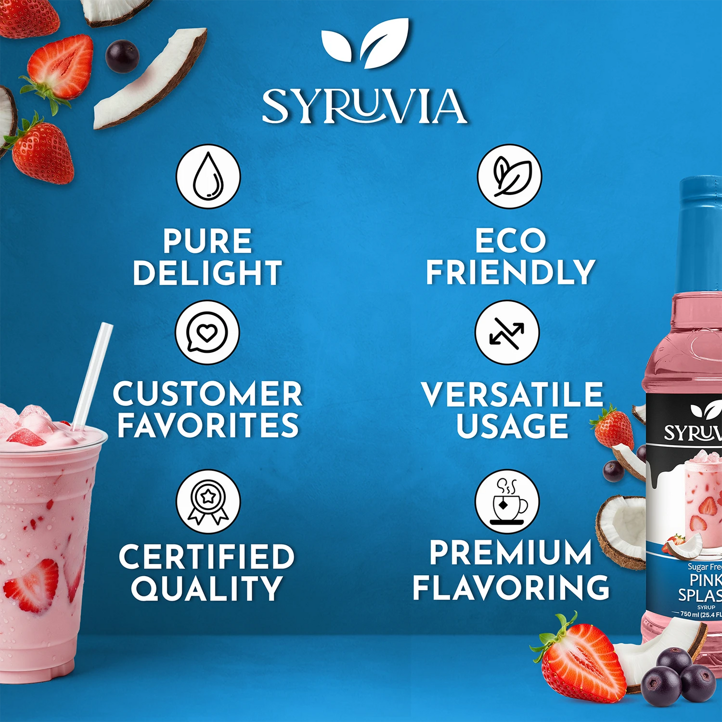 Sugar-Free Pink Splash Syrup Syruvia