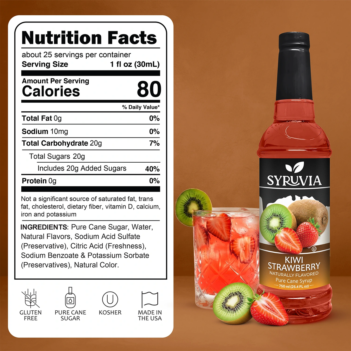 Kiwi Strawberry Syrup Syruvia
