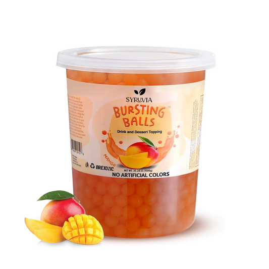 2 LB Mango Flavored Boba Balls for a Bursting and Popping Boba Experience ( 1 case 12x 2lb)