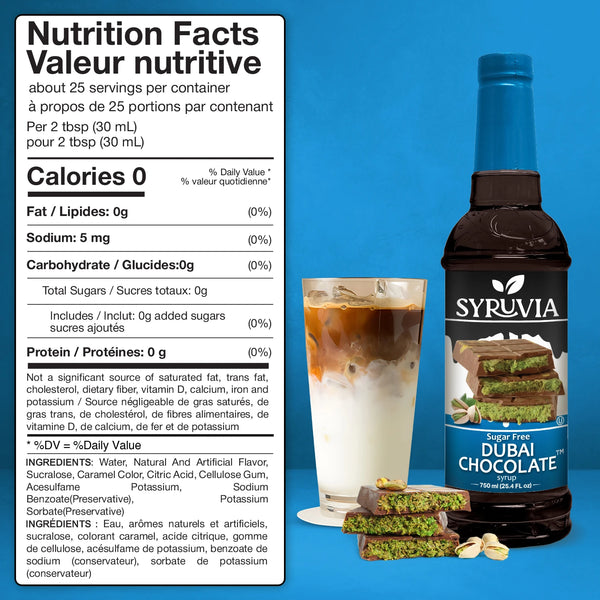 Nutrition Facts Dubai Chocolate coffee syrups sugar free