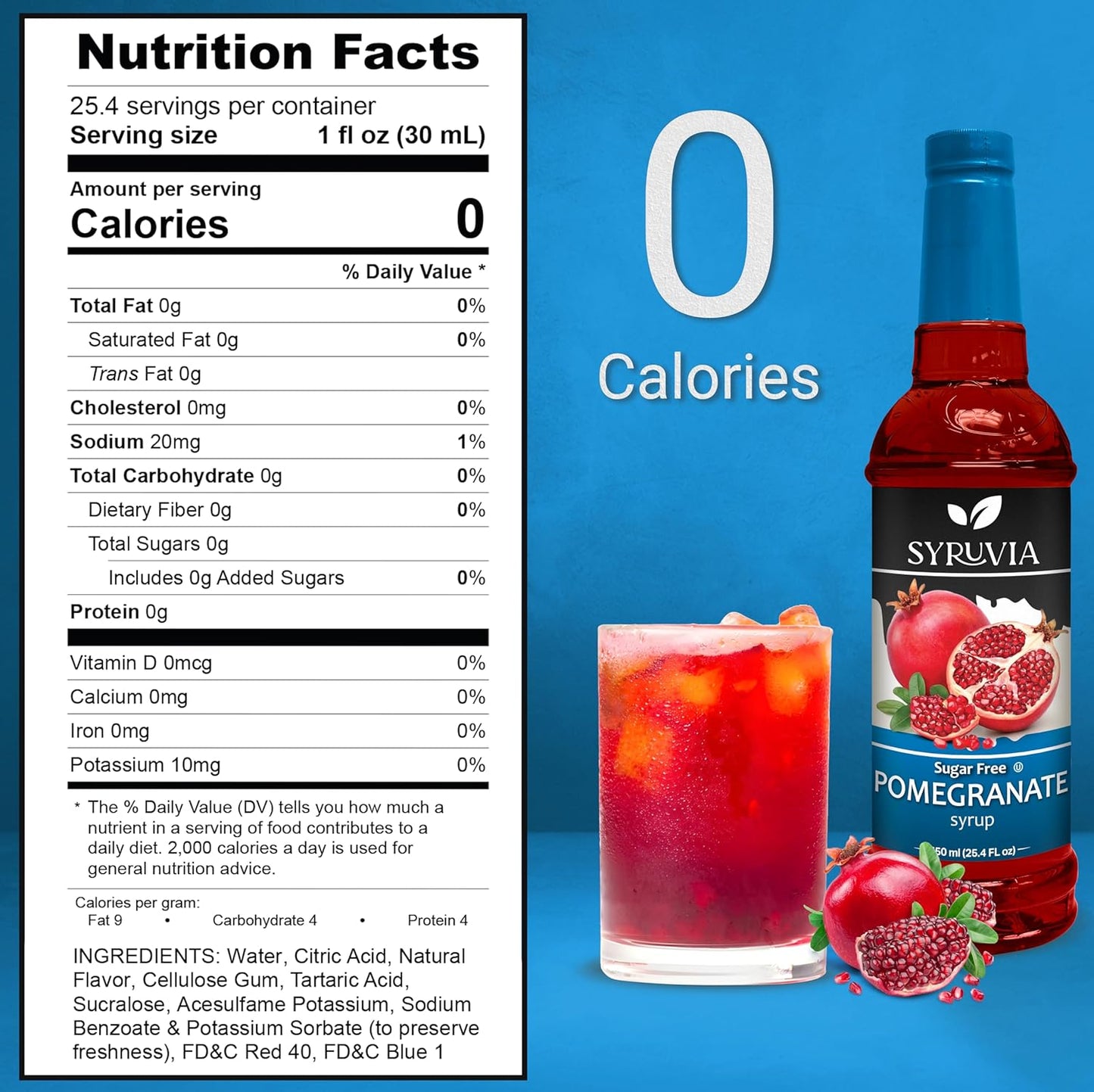 Nutrition Facts Pomegranate syrups for coffee