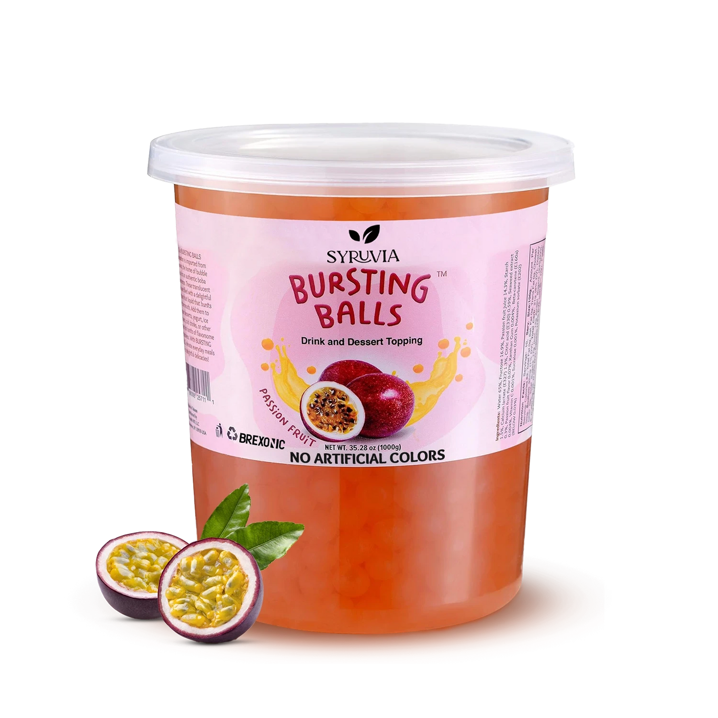 2 LB Passion Fruit Flavored Boba Balls for a Bursting and Popping Boba Experience ( 1 case 12x 2lb)