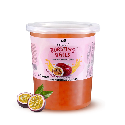 2 LB Passion Fruit Flavored Boba Balls for a Bursting and Popping Boba Experience ( 1 case 12x 2lb)
