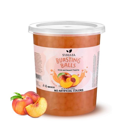 2 LB Peach Flavored Boba Balls for a Bursting and Popping Boba Experience ( 1 case 12x 2lb)
