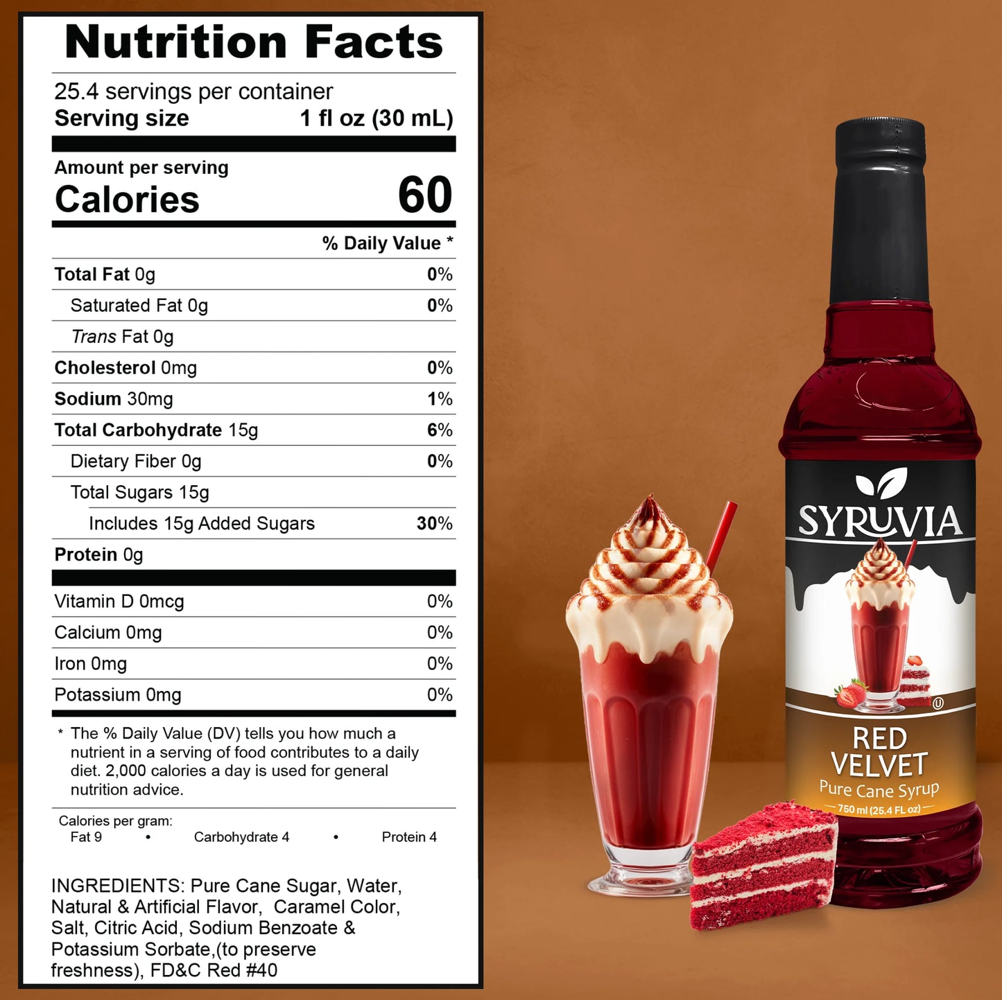 Red Velvet syrup nutrition facts