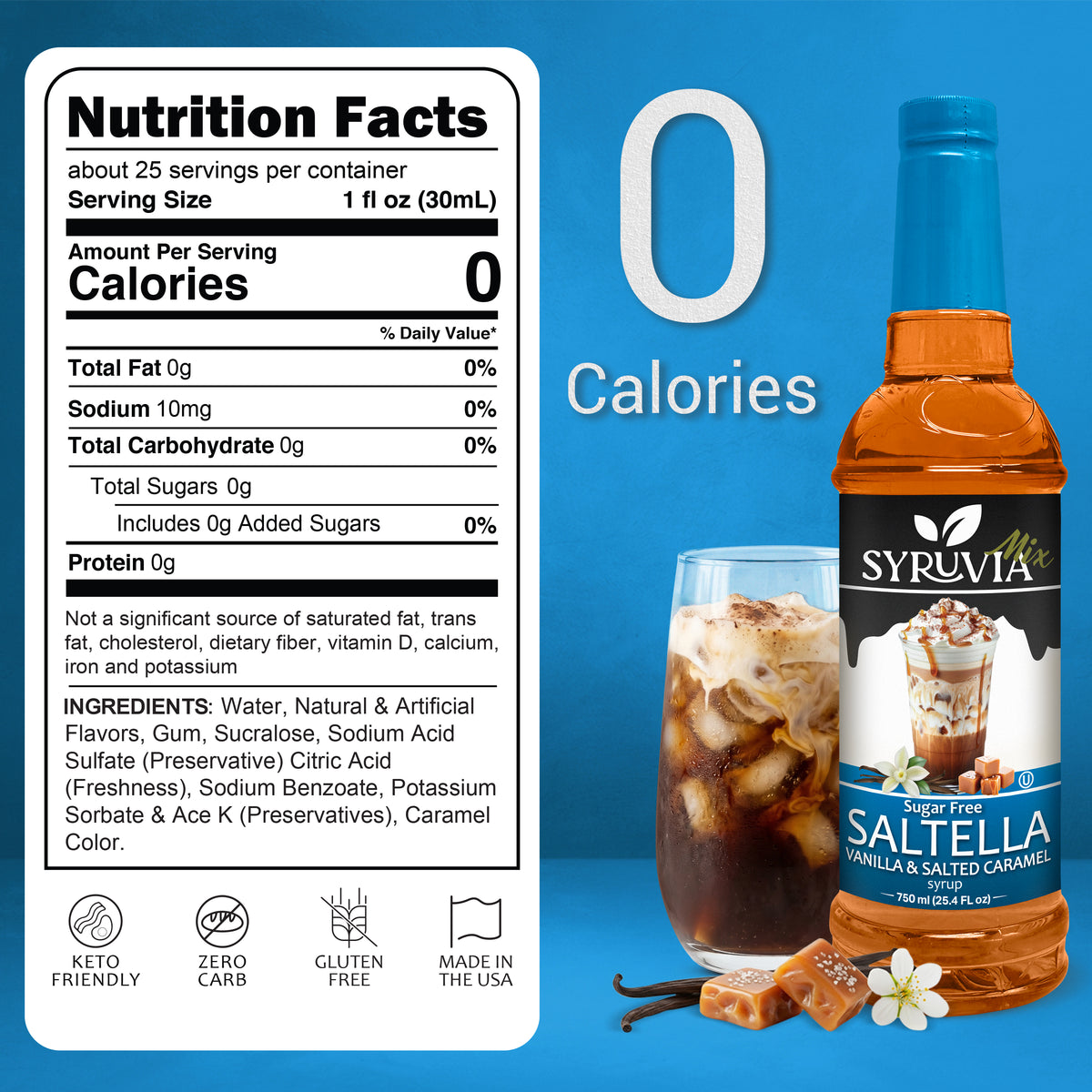Sugar-Free SALTELLA Syrup™  Vanilla Salted Caramel Syruvia