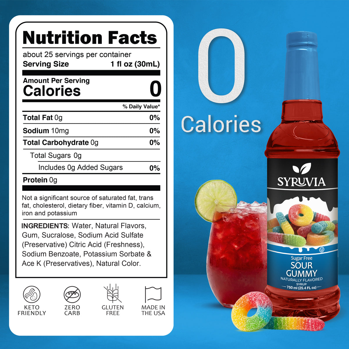 Sugar-Free Sour Gummy Syrup Syruvia