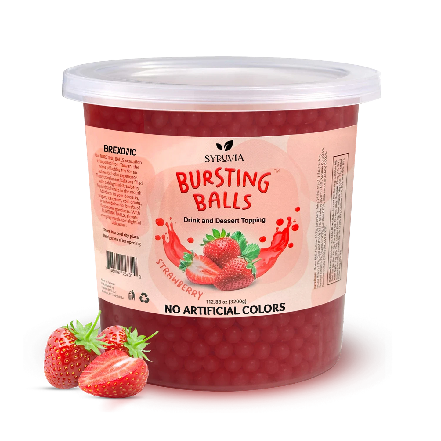 7 LB Strawberry Flavored Boba Balls for a Bursting and Popping Boba Experience ( 1 case 4x 7lb)