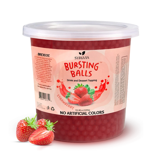 7 LB Strawberry Flavored Boba Balls for a Bursting and Popping Boba Experience ( 1 case 4x 7lb)