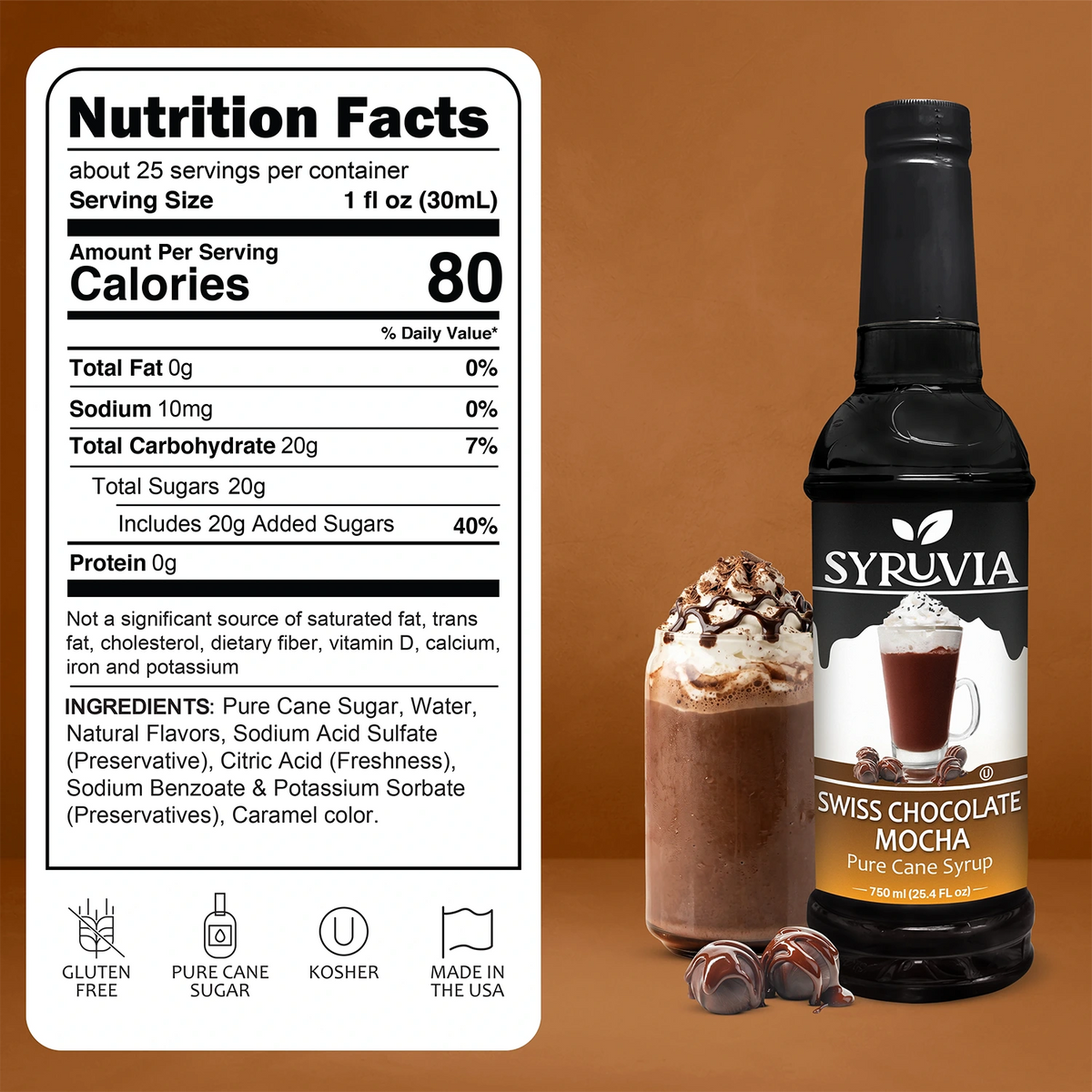 Swiss Chocolate Mocha Syrup Syruvia