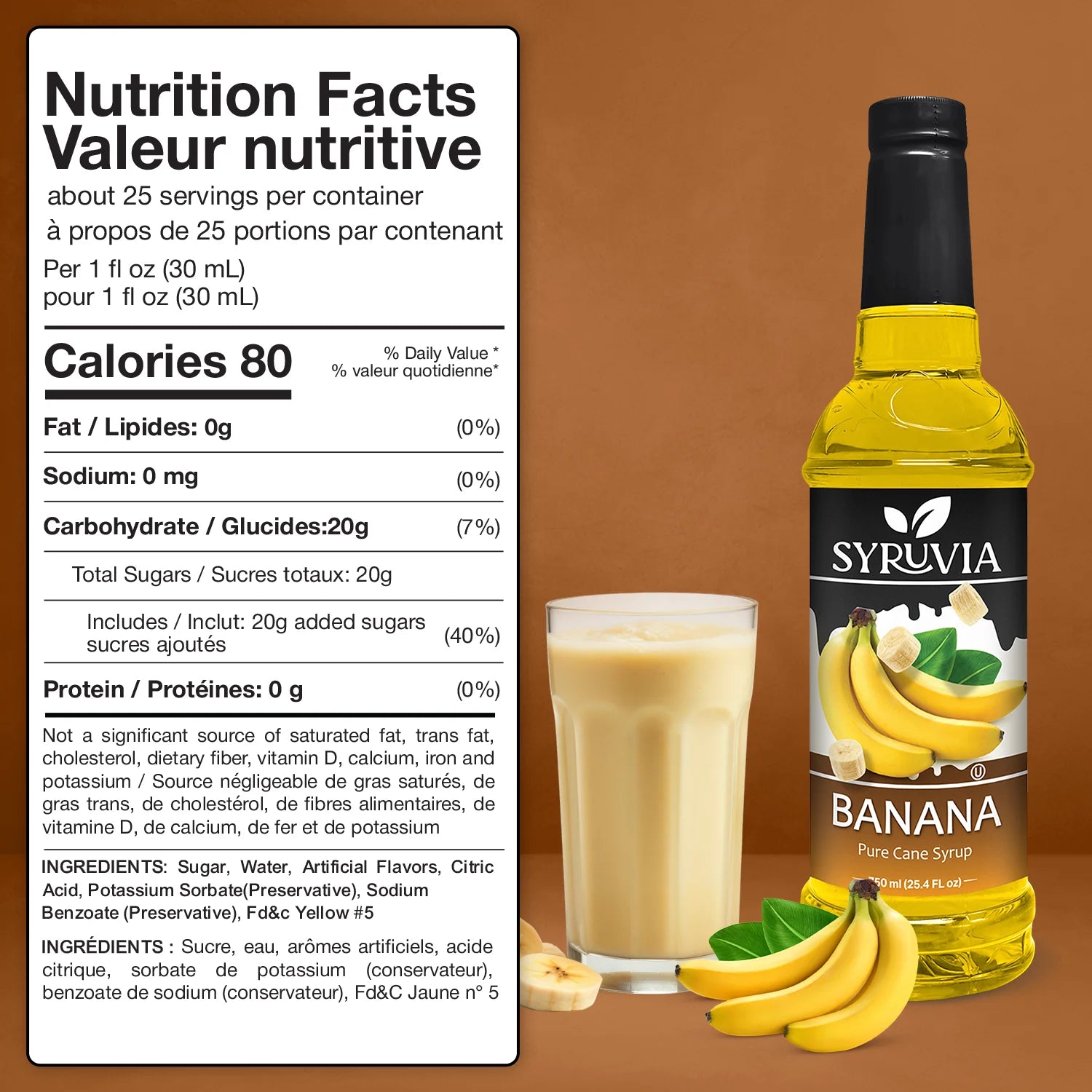 banana syrup nutrition facts 