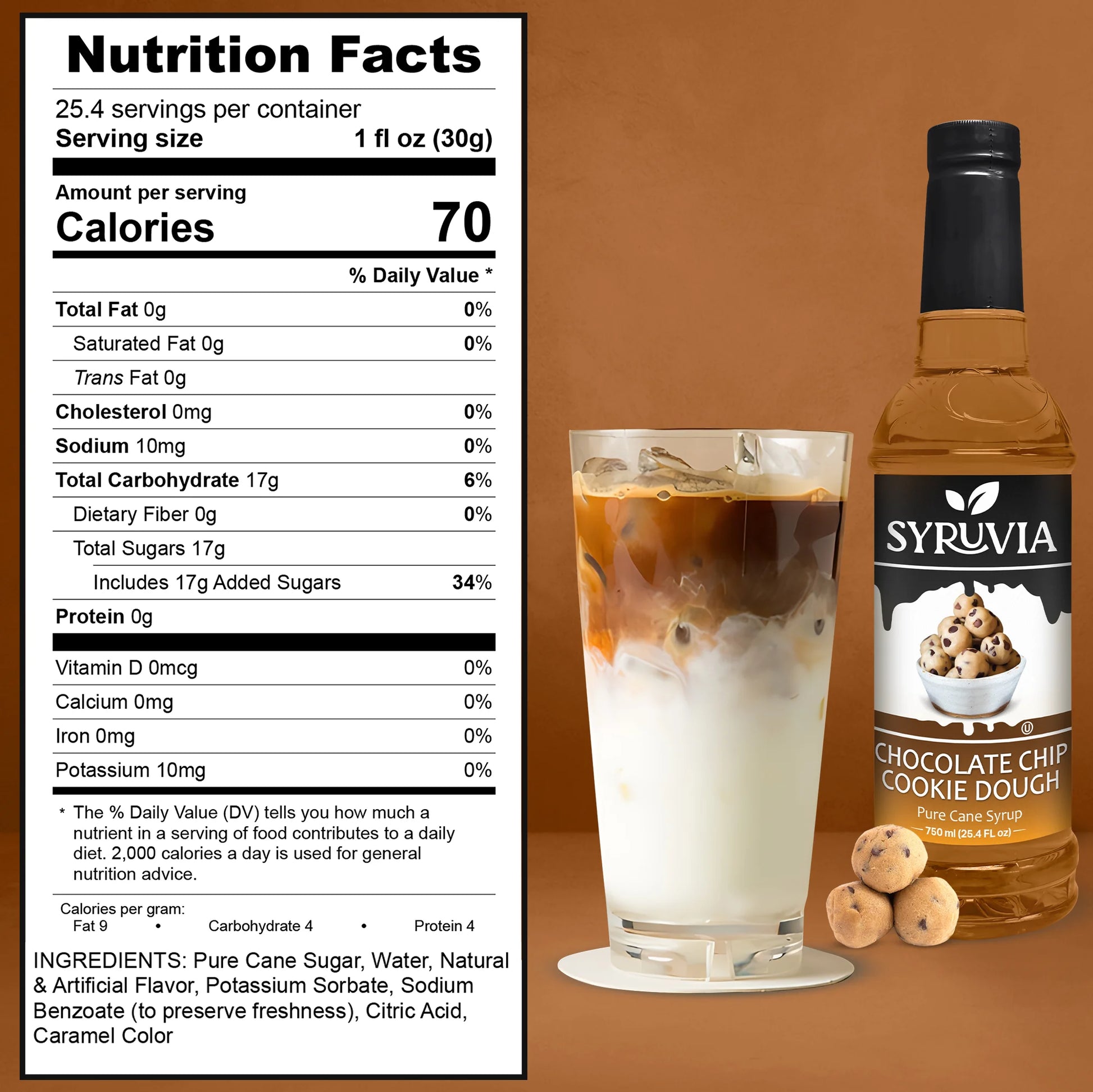 chocolate chip cookie dough syrup nutrition facts
