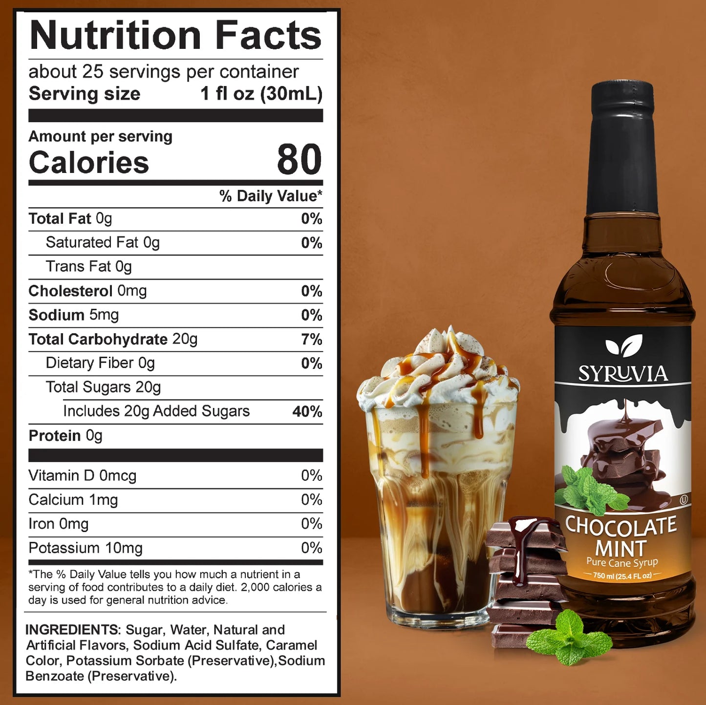 chocolate mint syrup nutrition facts