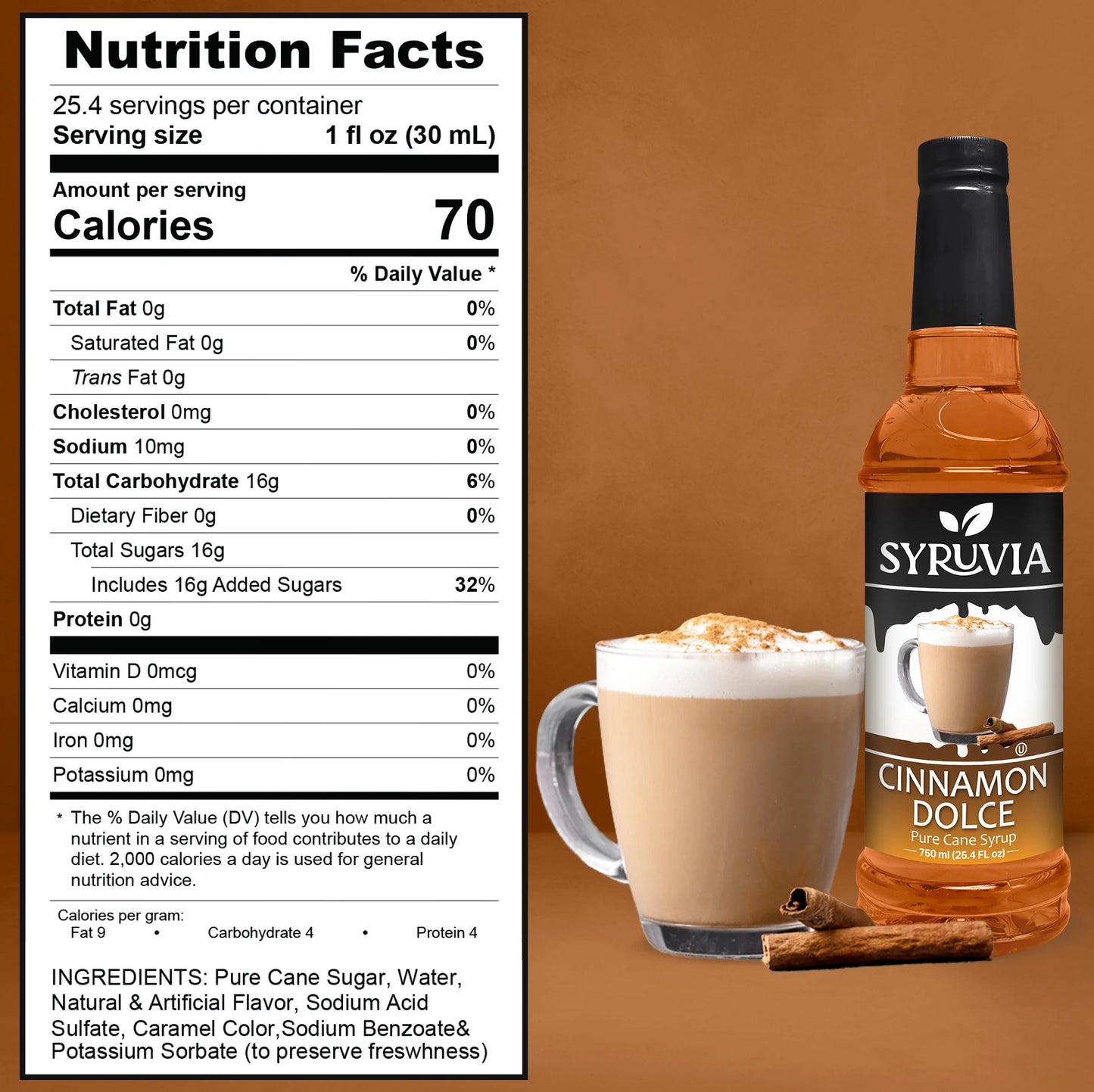 cinnamon dolce syrup nutrition facts 