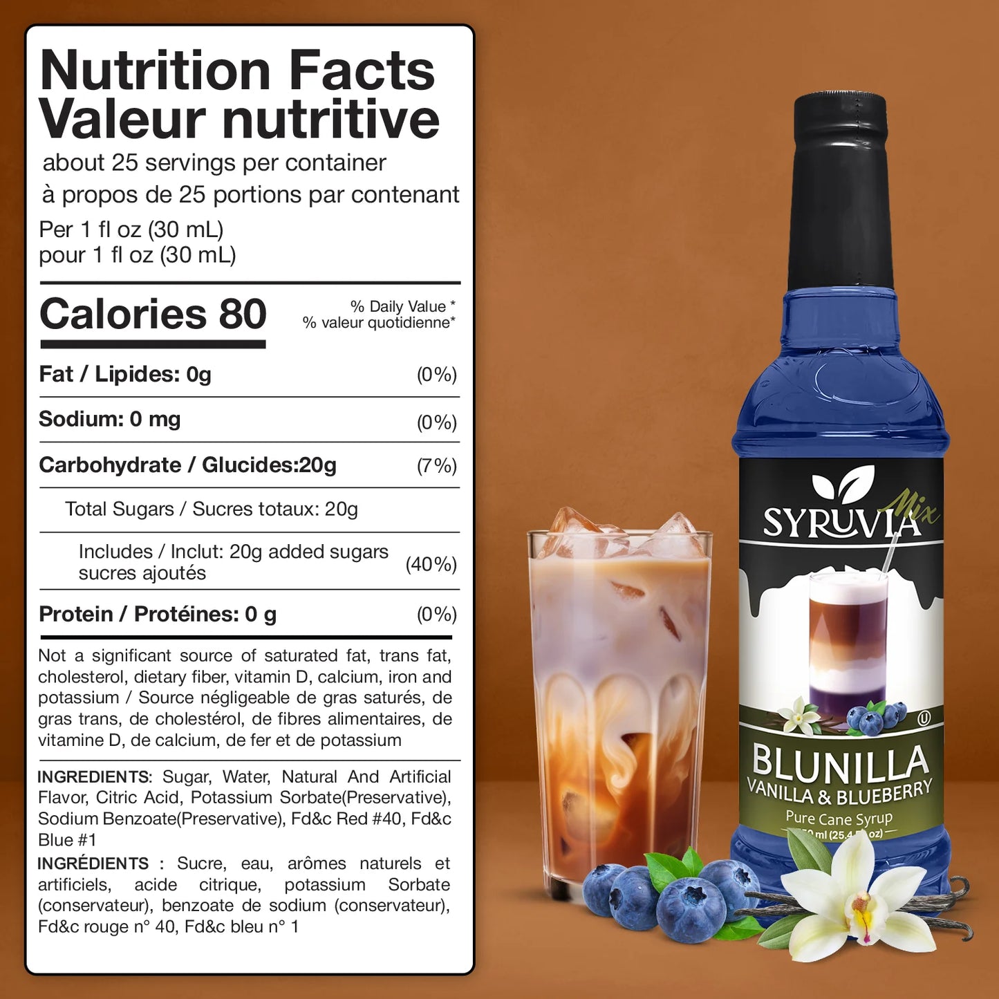 coffee syrup blunilla nutrition facts 