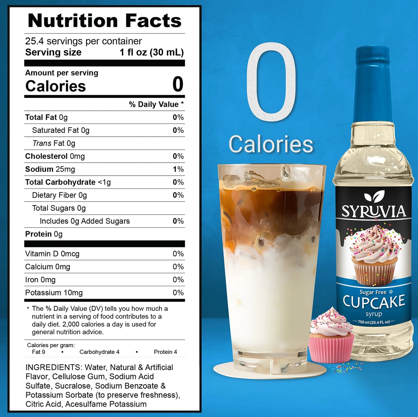 cupcake syrup sugar free nutrition facts