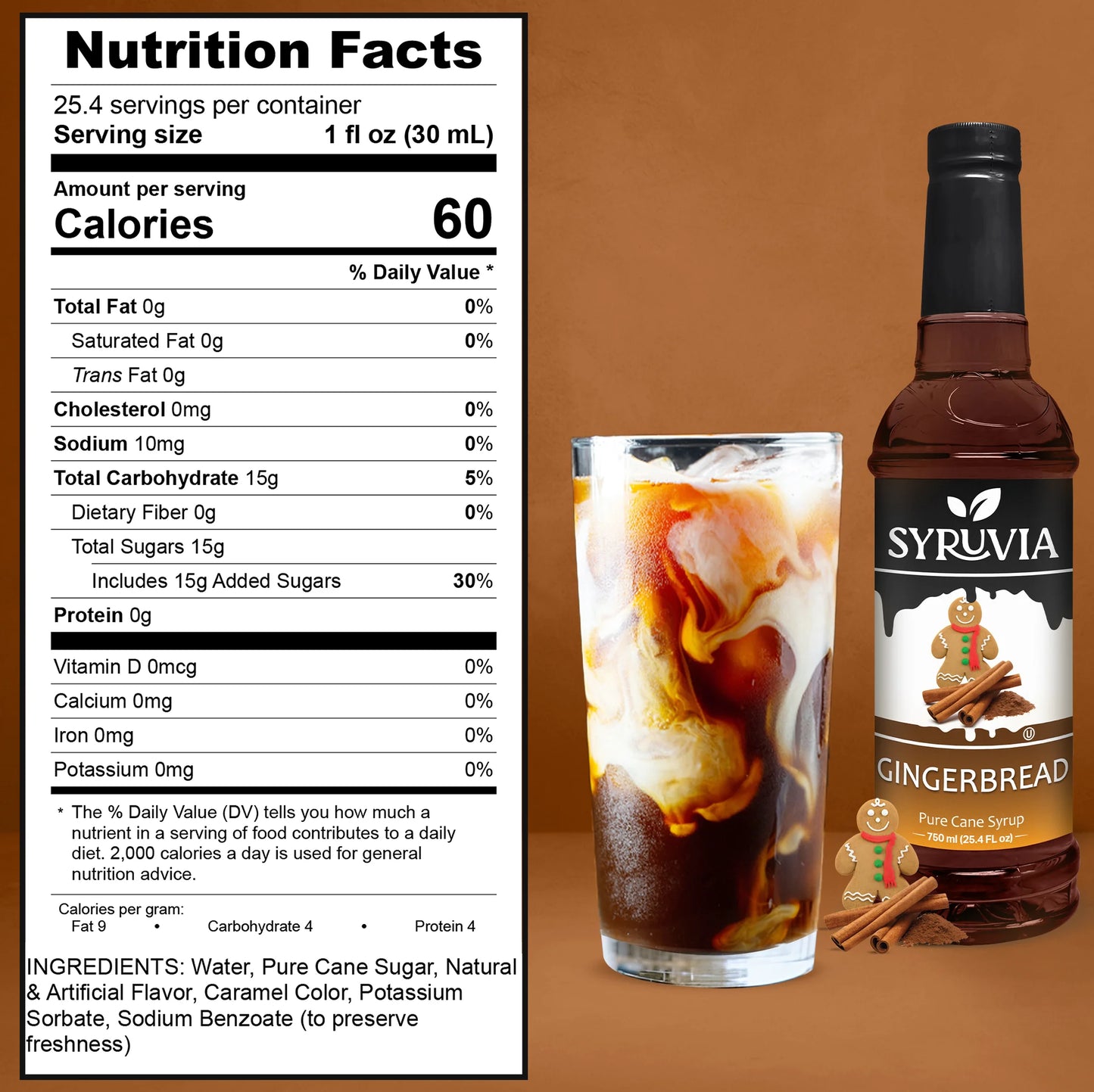 gingerbread coffee syrup nutrition facts 