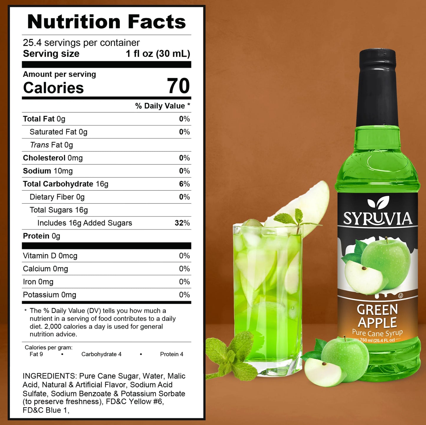 green apple syrup nutrition facts