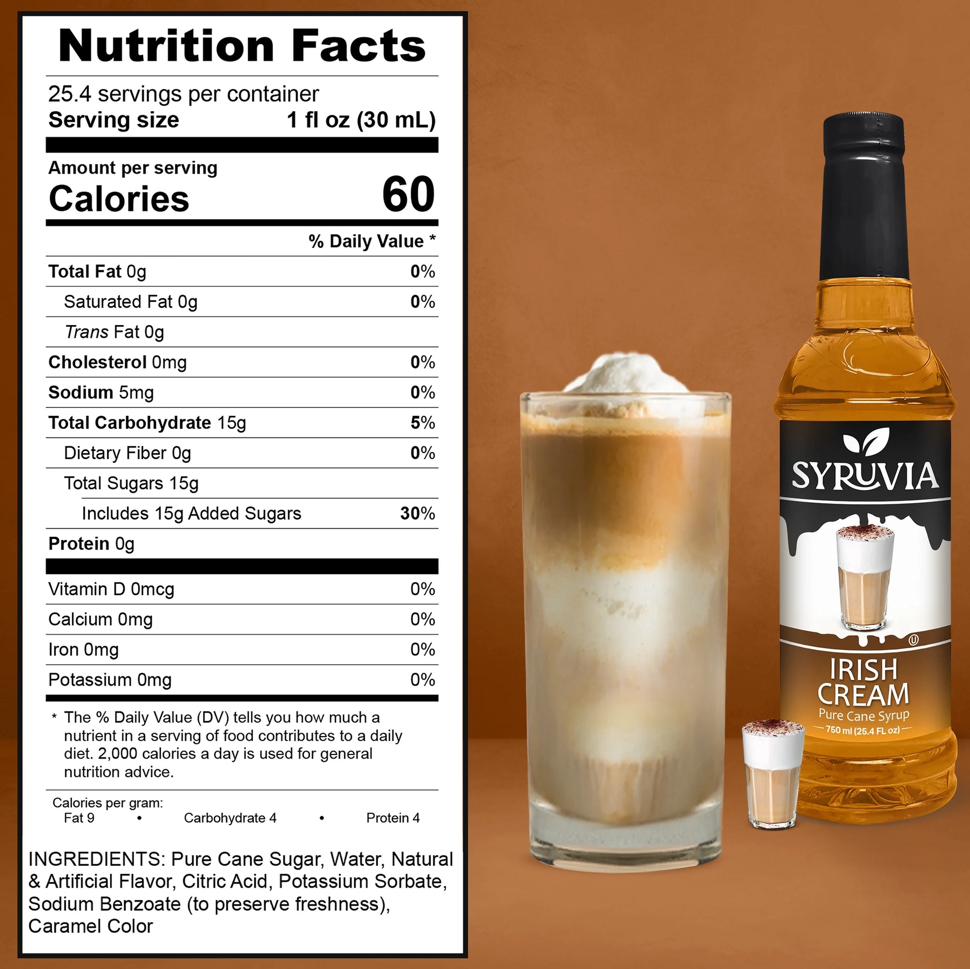 irish cream syrup nutrition facts