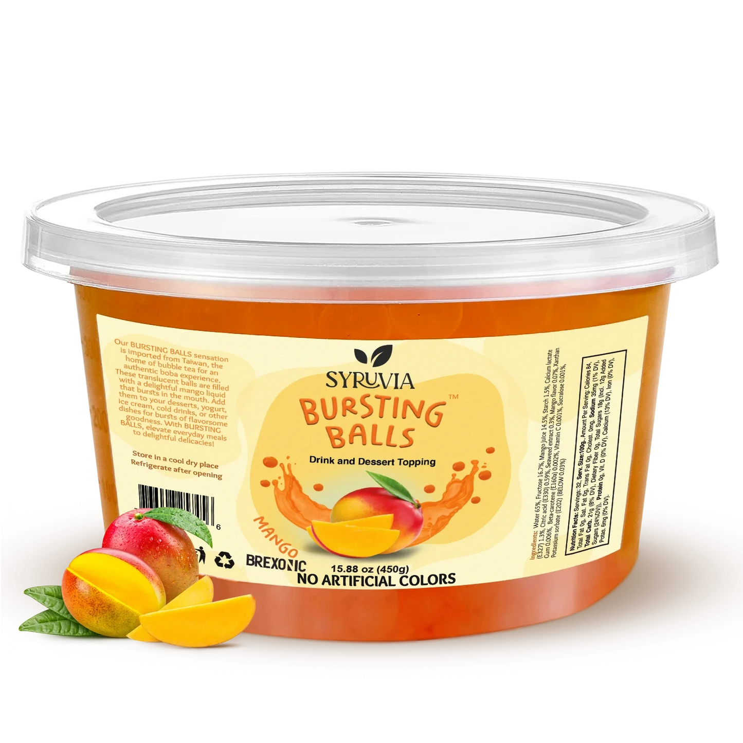1 LB Mango Flavored Boba Balls for a Bursting and Popping Boba Experience ( 1 case 12x 1lb)