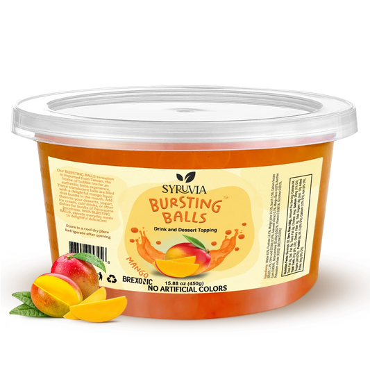 1 LB Mango Flavored Boba Balls for a Bursting and Popping Boba Experience ( 1 case 12x 1lb)