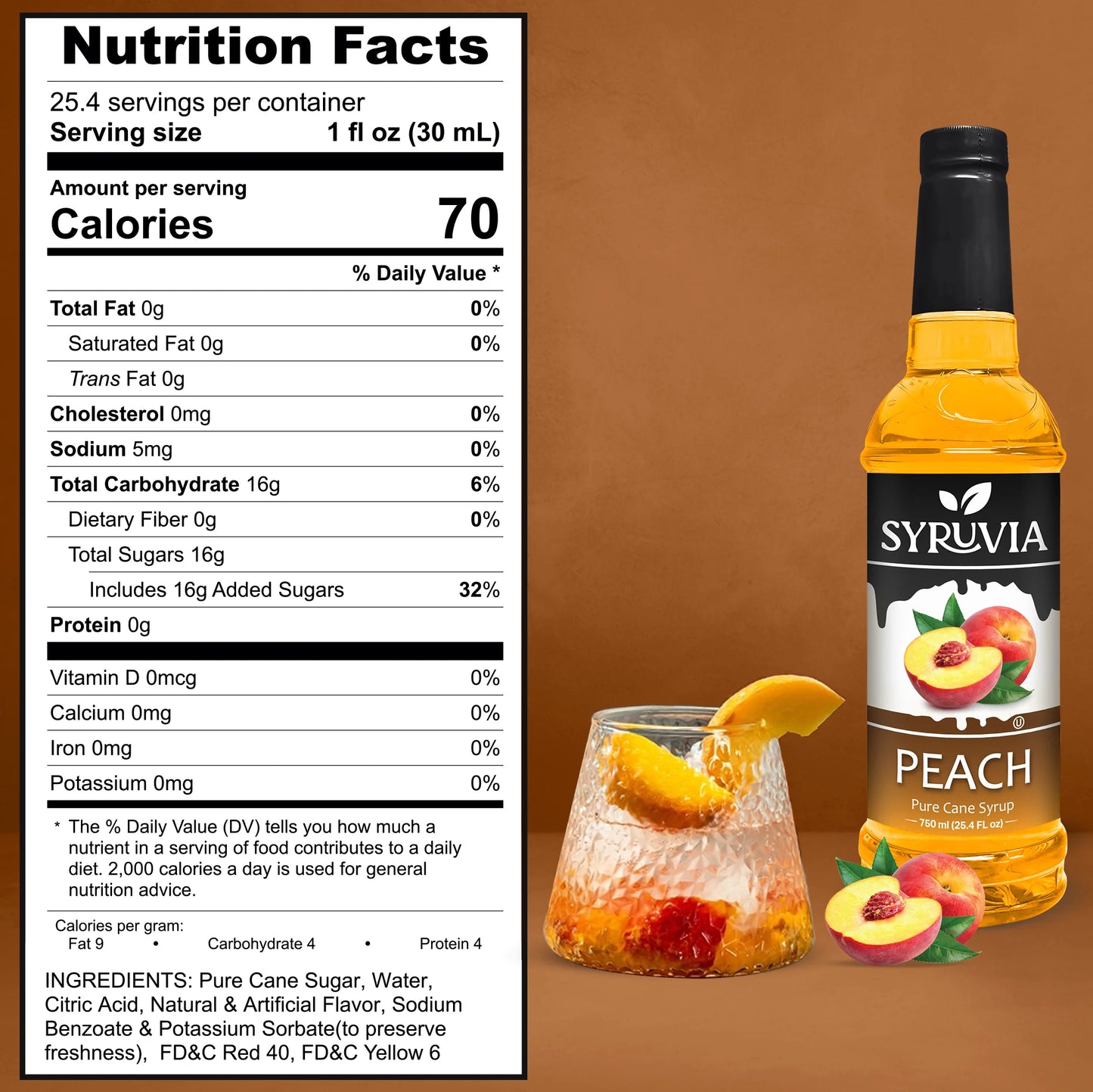 peach syrup nutrition facts