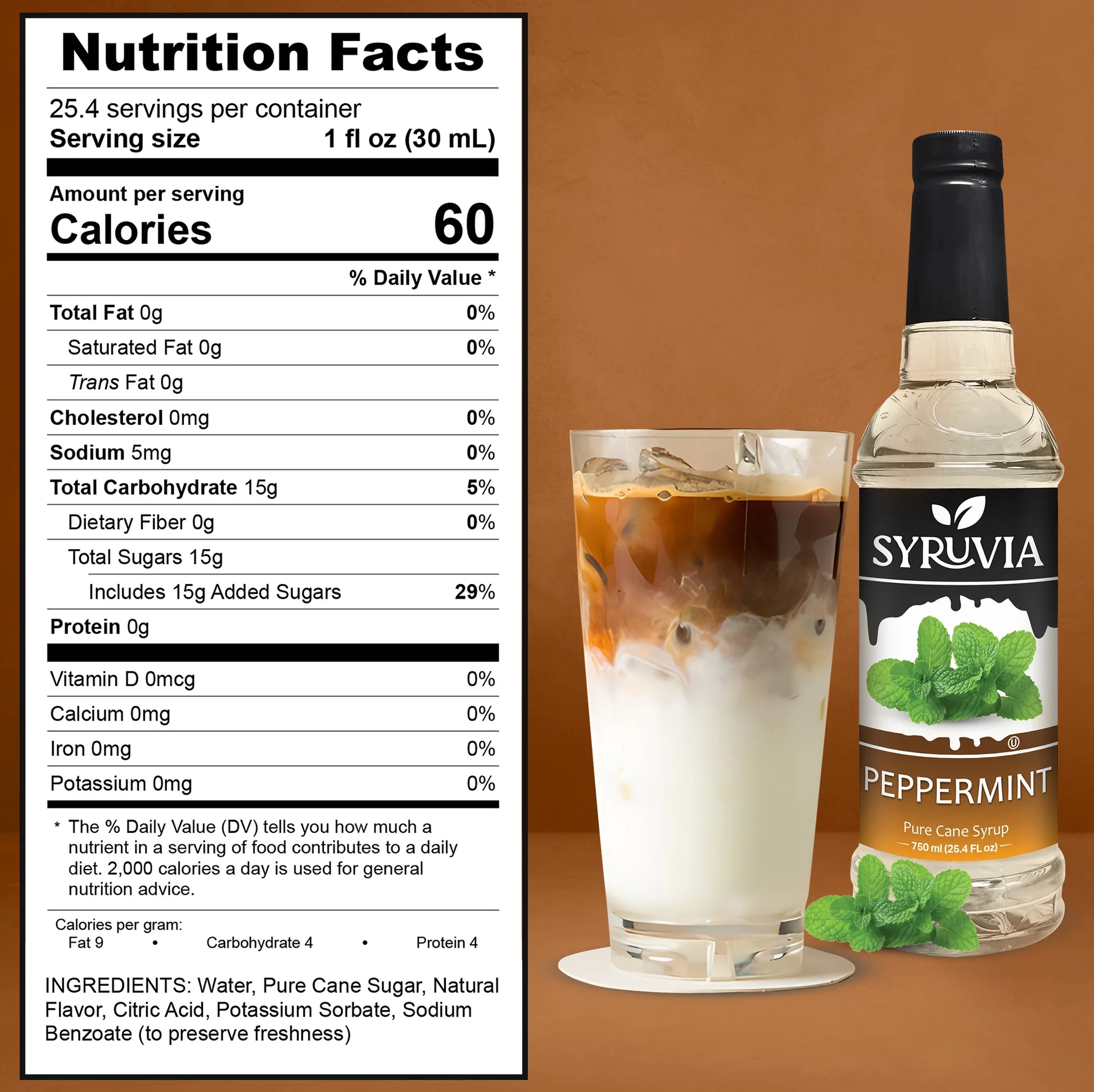 peppermint syrup nutrition facts