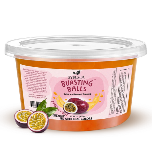1 LB Passion Fruit Flavored Boba Balls for a Bursting and Popping Boba Experience ( 1 case 12x 1lb)