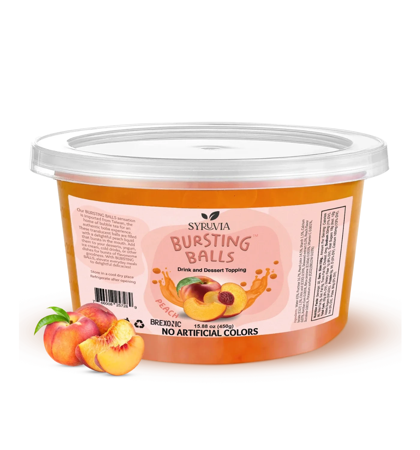 1 LB Peach Flavored Boba Balls for a Bursting and Popping Boba Experience ( 1 case 12x 1lb)