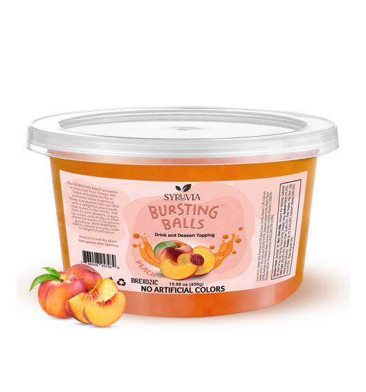 1 LB Peach Flavored Boba Balls for a Bursting and Popping Boba Experience ( 1 case 12x 1lb)