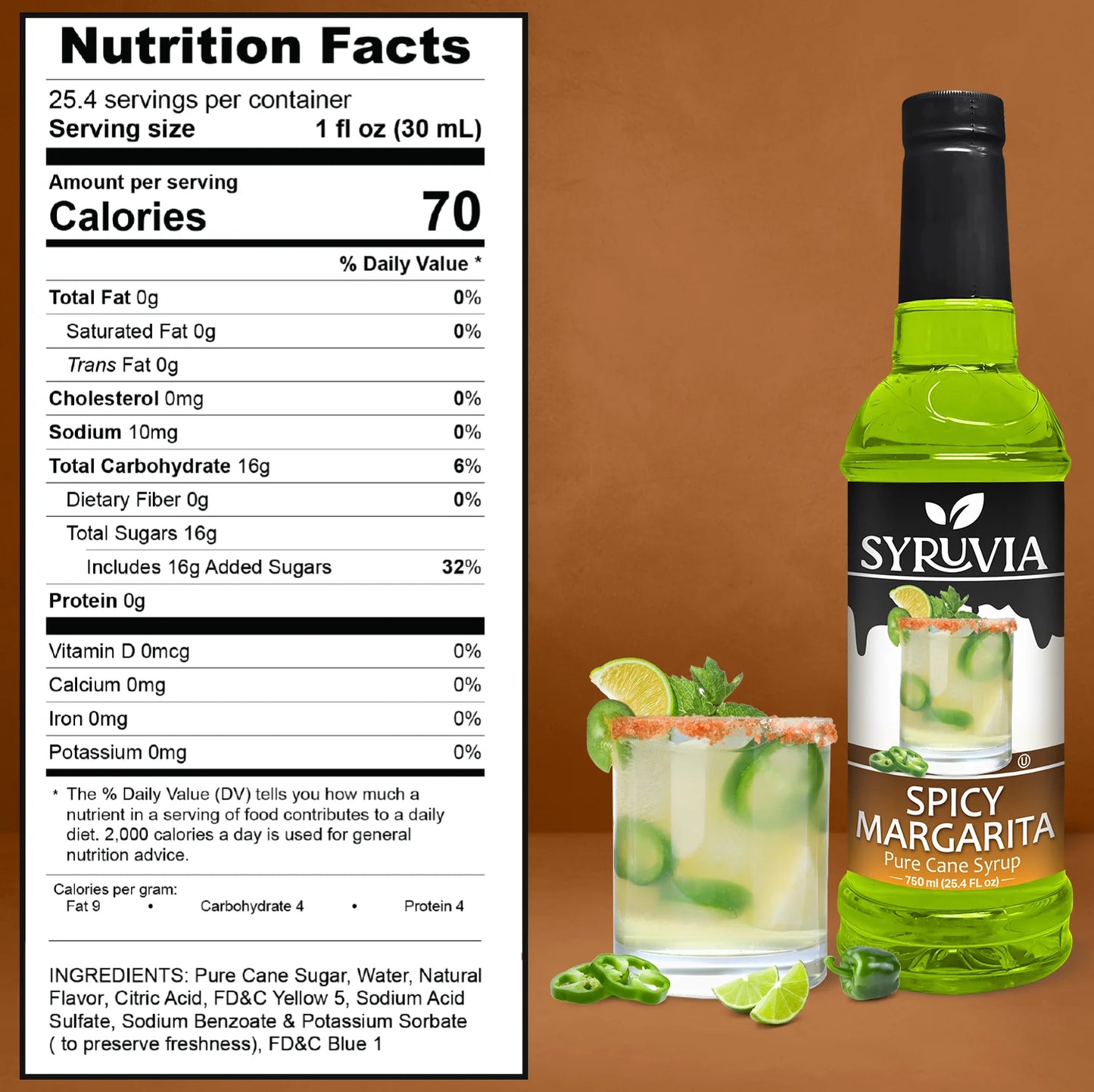 spicy margarita coffee syrup nutrition facts