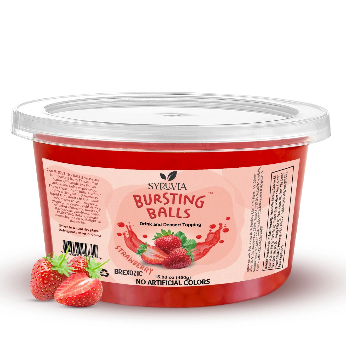 1 LB Strawberry Flavored Boba Balls for a Bursting and Popping Boba Experience ( 1 case 12x 1lb)