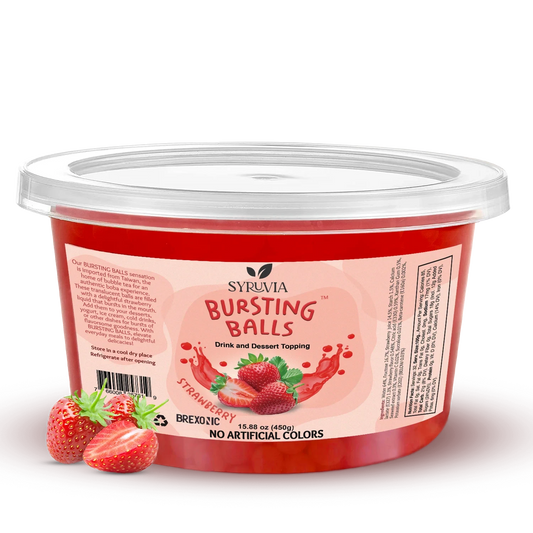 1 LB Strawberry Flavored Boba Balls for a Bursting and Popping Boba Experience ( 1 case 12x 1lb)