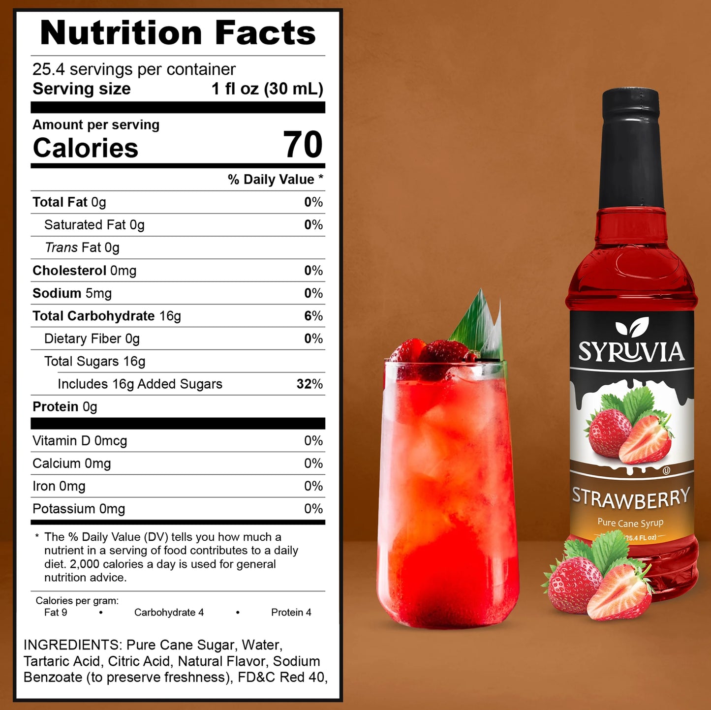 strawberry coffee syrup nutrition facts