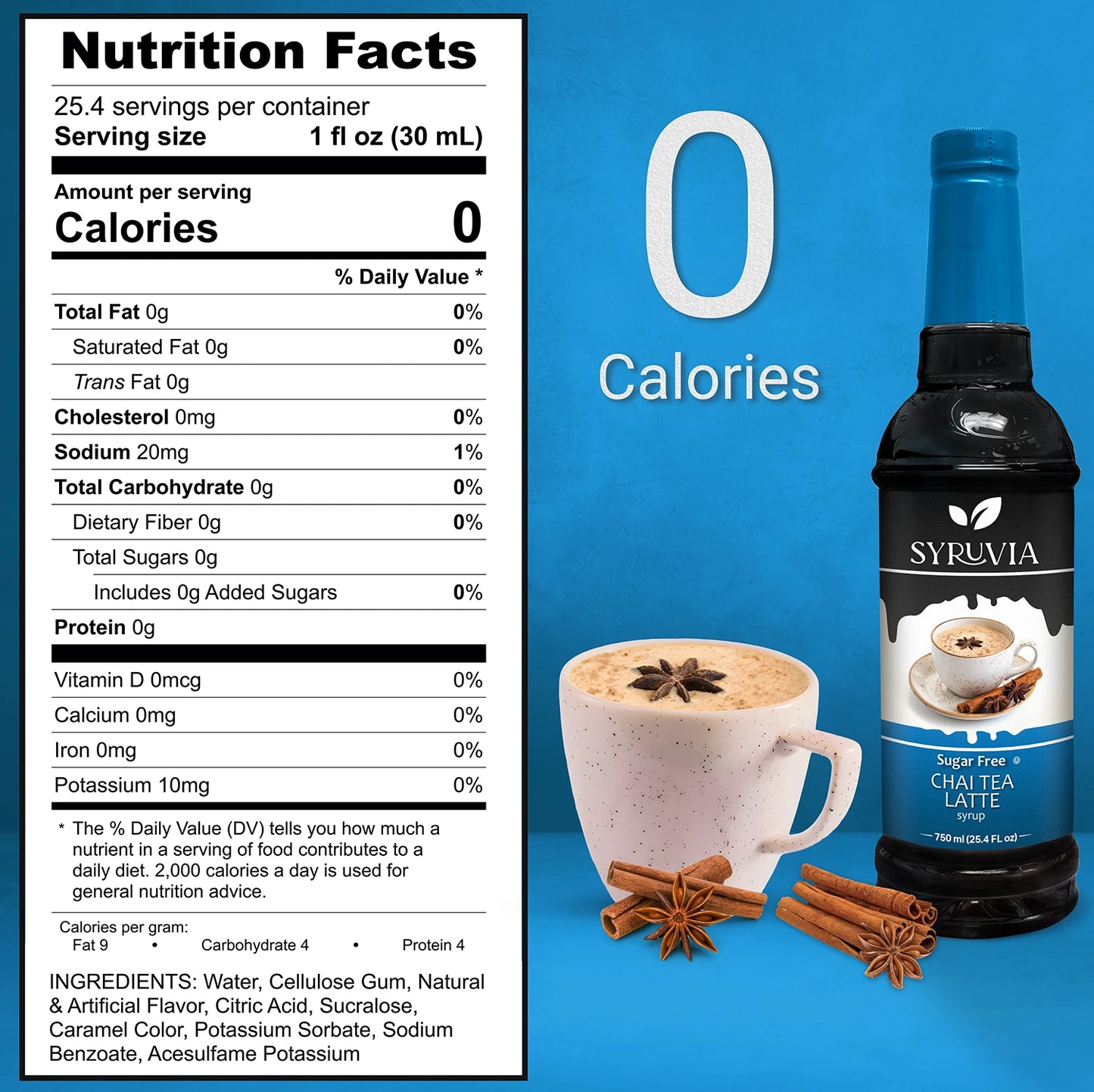 sugar free chai syrup nutrition facts