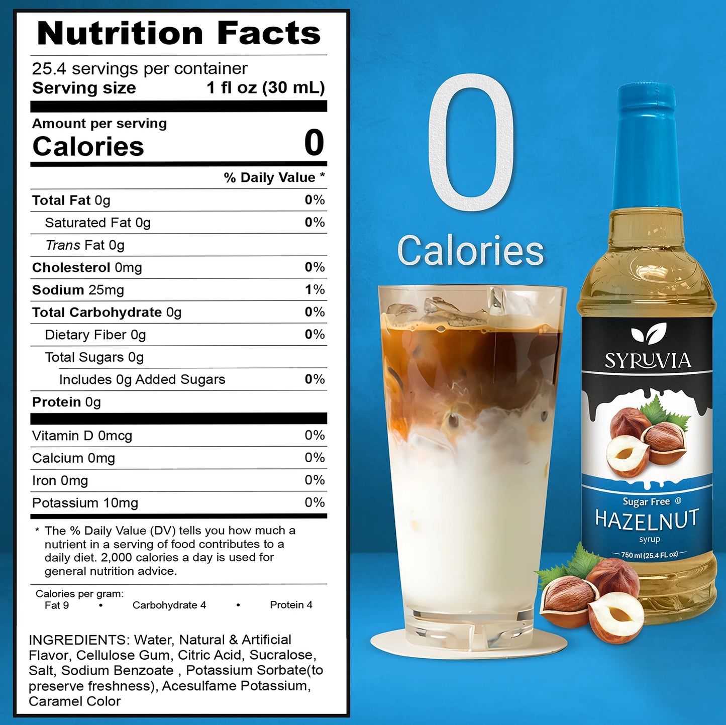 sugar free hazelnut syrup nutrition facts